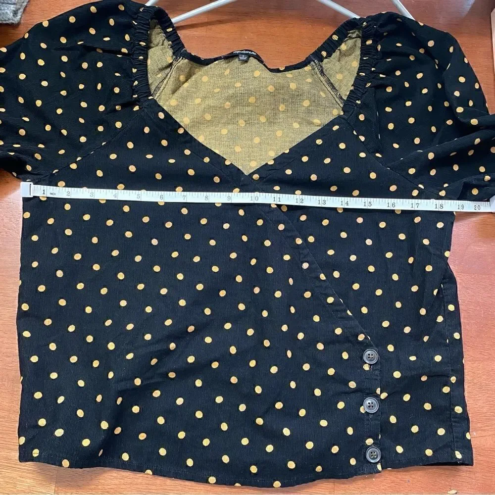 MADEWELL Corduroy Puff-Sleeve Wrap Top in Oval Dot SMALL 2021